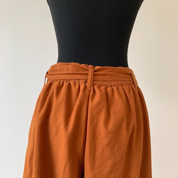 American Eagle Burnt Orange Paper Bag Waist Linen Blend Pants - Size Medium - Picture 4 of 9